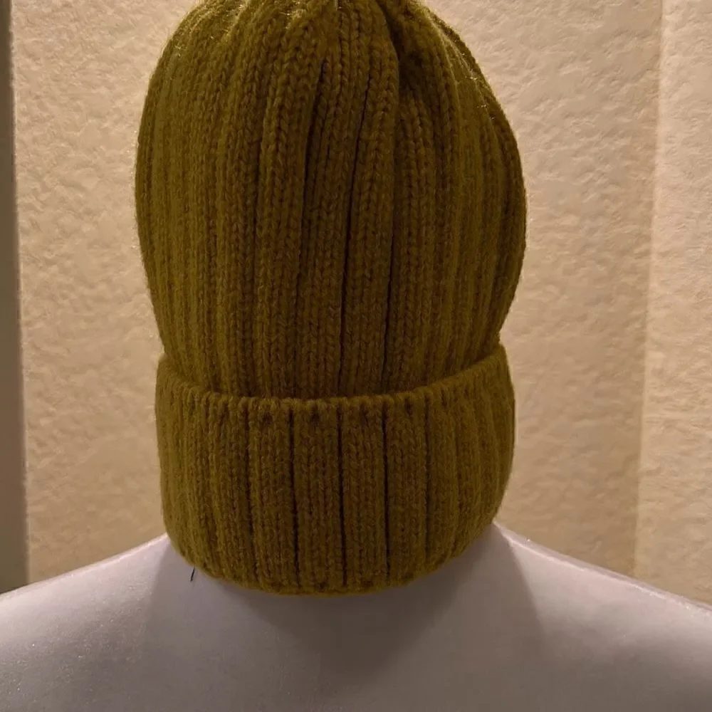 Hat Attack Womens Color Story Knit Beanie Ribbed Cuffed Yellow FEFA115 NWT